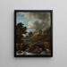 Landschafts-Kunstdruck mit einer Kirche am Ufer eines Baches - Jacob van Ruisdael — gerahmtes Bild an der Wand