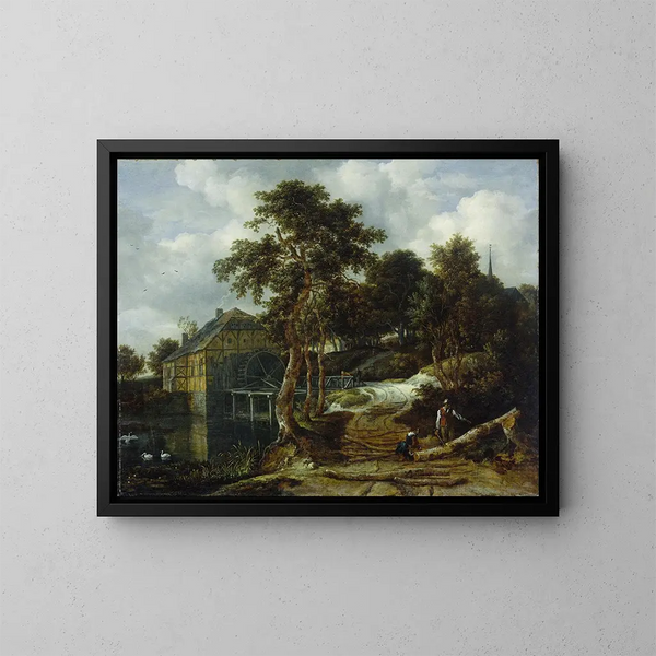 Landschaft mit Wassermühle - Jacob van Ruisdael — gerahmtes Bild an der Wand