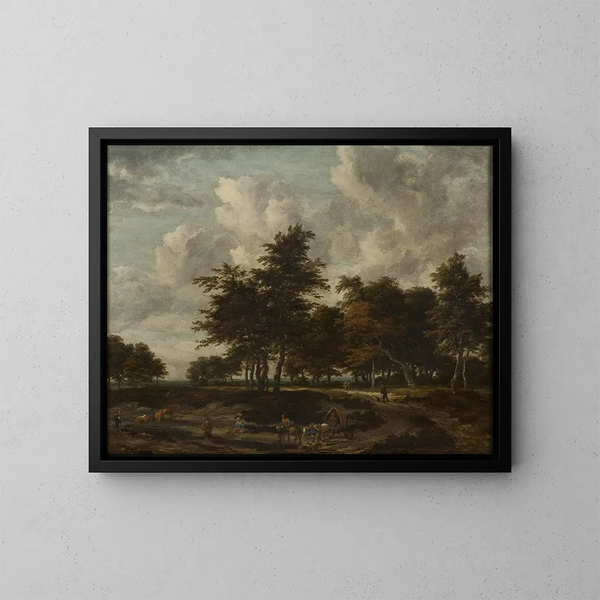 Route à travers un bosquet - Jacob van Ruisdael — gerahmtes Bild an der Wand