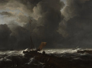 Jacob van Ruisdael - Rough Sea at a Jetty.webp
