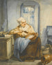 Innenansicht mit einer alten Dame beim Kochen - Jacob van Strij — Ansicht des Kunstwerks