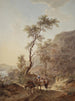 Italienisches Landschaftsgemälde mit Hirte und Hirtin auf einem Weg - Jacob van Strij — Ansicht des Kunstwerks