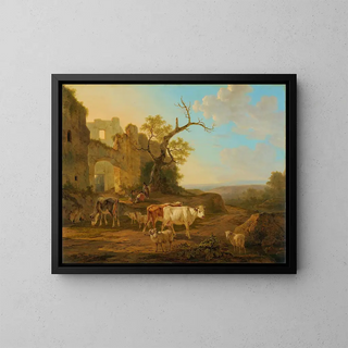 Jacob van Strij - Landscape with Cows near a Ruin.webp