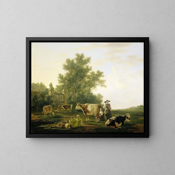 L'heure de la traite - Jacob van Strij — gerahmtes Bild an der Wand