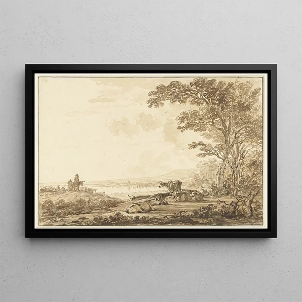 Jacob van Strij - Rivierlandschap met rustend vee.webp