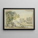 Landschaft mit einer Ruine links neben einer Vase unter Bäumen, zwei Figuren - Jacob van de Velde — gerahmtes Bild an der Wand