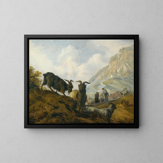 Jacobus Sibrandi Mancadan - Goats On A Hillside With Herders Beyond.webp