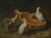 Fünf Küken, die sich um eine Wasserschüssel versammeln - Jacobus Victors — Ansicht des Kunstwerks