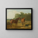 Zwei Pferde und ein Windhund in einer Landschaft - Jacques-Laurent Agasse — gerahmtes Bild an der Wand