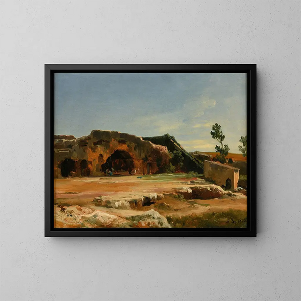 Grotte der Nymphen in Syrakus - Jacques-Raymond Brascassat — gerahmtes Bild an der Wand