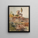 Garten und Kirche mit antiker Loggia - Jacques-Raymond Brascassat — gerahmtes Bild an der Wand