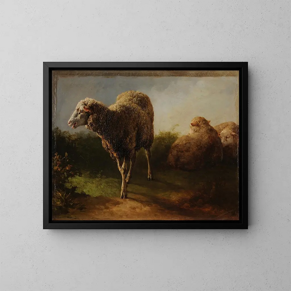 Drei Schafe - Jacques-Raymond Brascassat — gerahmtes Bild an der Wand