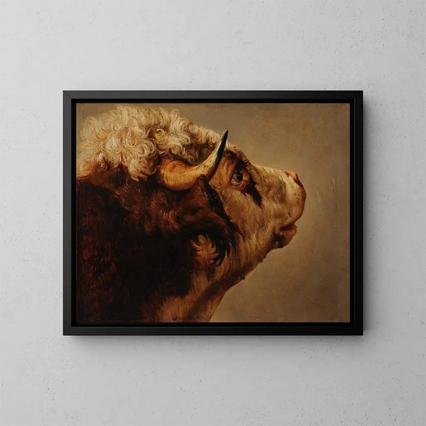Kopf einer Kuh - Jacques-Raymond Brascassat — gerahmtes Bild an der Wand