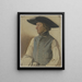 Bauernbild mit großem Hut und blauer Weste - Jakob Becker — gerahmtes Bild an der Wand
