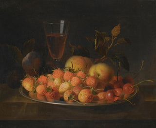 Jakob Bogdny - Still Life Of Strawberries Cherries And Peaches On A Silver Dish.webp