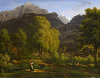 Jakob Christoph Miville - In the village of Meiringen towards the Well and Wetterhorn.webp