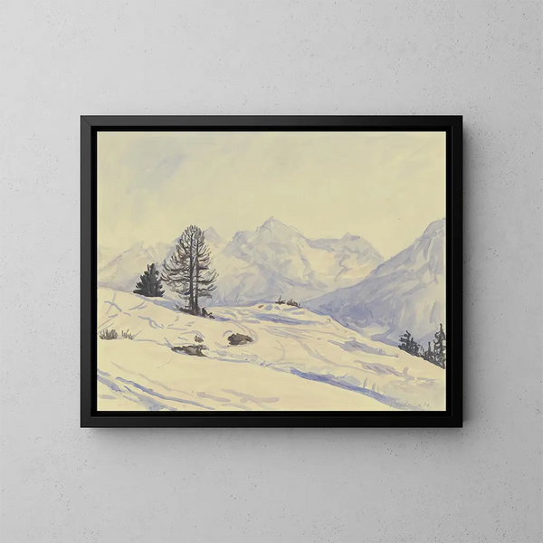 Winterlandschaft im Unterengadin - Jakob Nussbaum — gerahmtes Bild an der Wand