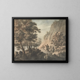 Landschaft mit Fluss und Figuren - James Adam — gerahmtes Bild an der Wand