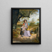 Mutter und Kind bei einem Zaun mit Culver Cliff und der Isle of Wight im Hintergrund - James Collinson — gerahmtes Bild an der Wand