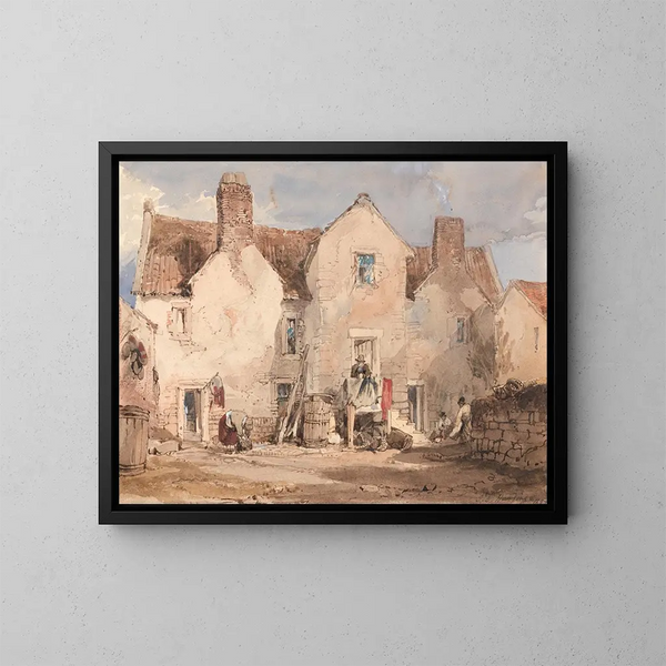 Fischerhäuser in Sculcoates bei Hull, Yorkshire - James Duffield Harding — gerahmtes Bild an der Wand