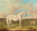 Eine graue Stute, ein Lurcher und ein toter Hasen in einer Landschaft - James Freeman — Ansicht des Kunstwerks