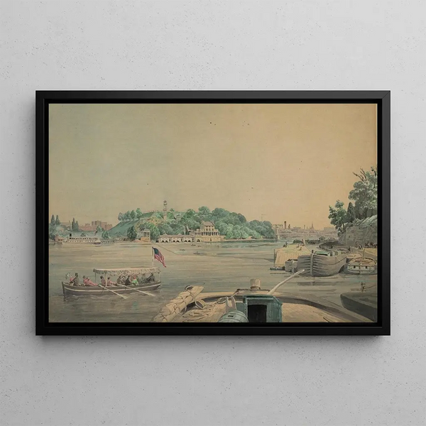 Station de pompage de Fairmount sur la rivière Schuylkill, Philadelphie, Pennsylvanie - James Fuller Queen — gerahmtes Bild an der Wand