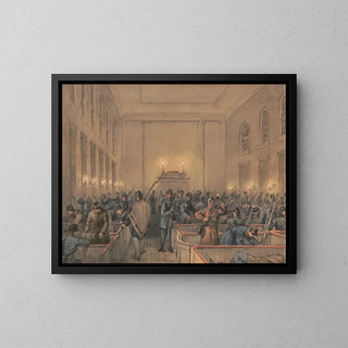 Croquis avec le Co B 8e Régiment Pa Ma sous les officiers de la vieille garde de Southwark à Chambersburg - James Fuller Queen — gerahmtes Bild an der Wand