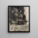 Blumenstillleben, Skulptur und Globus auf einem Kamin - James Jebusa Shannon — gerahmtes Bild an der Wand