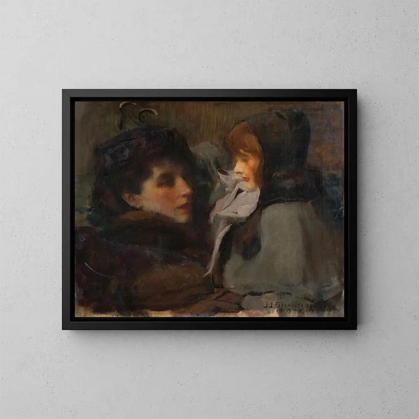 Die Frau und das Mädchen des Künstlers - James Jebusa Shannon — gerahmtes Bild an der Wand