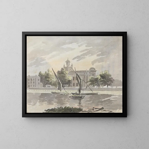 Ansicht der Kirche von Isleworth - James Miller — gerahmtes Bild an der Wand