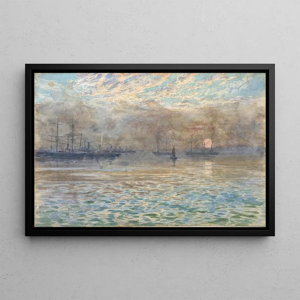Morgen im Winter am Hafen von Wellington - James Nairn — gerahmtes Bild an der Wand