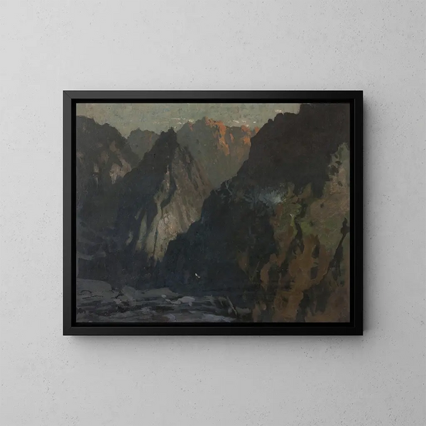 Landschaftsgemälde Berg, wahrscheinlich die Cuillins von Skye - James Paterson — gerahmtes Bild an der Wand