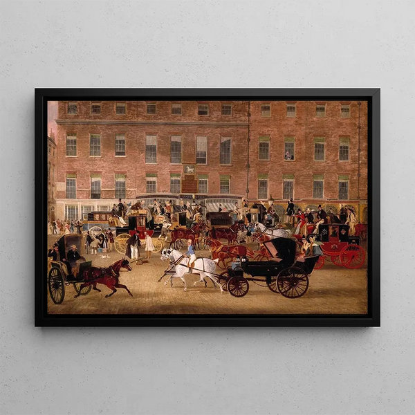 Hatchett's, der White Horse Cellar, Piccadilly - James Pollard — gerahmtes Bild an der Wand