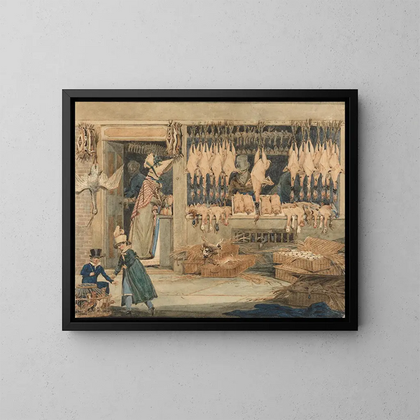 Der Geflügelmarkt - James Pollard — gerahmtes Bild an der Wand