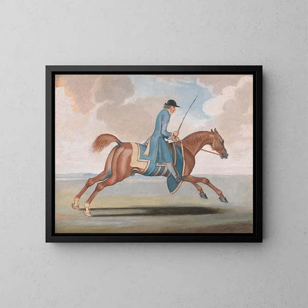 Rennpferd beim Training, geritten von einem Dressurpfleger - James Seymour — gerahmtes Bild an der Wand