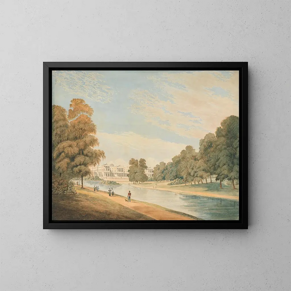 Das Buckingham-Palast vom St. James Park aus - James Wilcox — gerahmtes Bild an der Wand