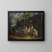 Ein elegantes Unternehmen in einer Landschaft mit verschiedenen Früchten und Gemüse, ein Mann mit einem Bollerwagen, der von links kommt - Jan Baptist Lambrechts — gerahmtes Bild an der Wand