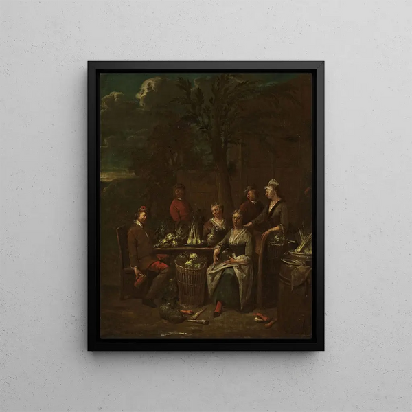 Jan Baptist Lambrechts - Scene by a stand with vegetables.webp