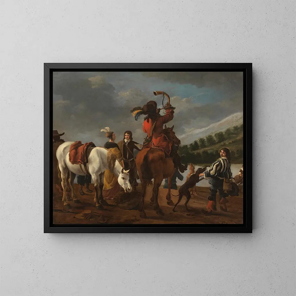 Posten der Jäger - Jan Baptist Wolfaerts — gerahmtes Bild an der Wand