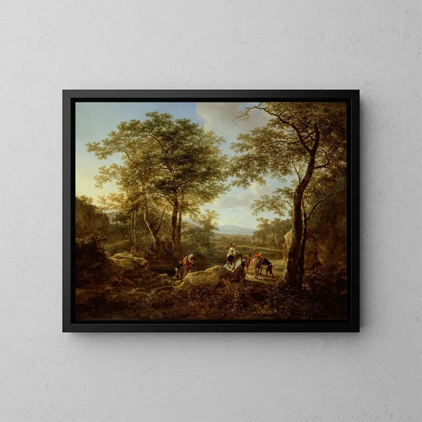 Der Bach und die Haltstelle der Reisenden - Jan Both — gerahmtes Bild an der Wand