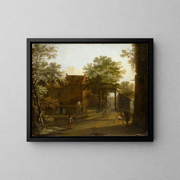 Rue de village avec pont-levis - Jan Both — gerahmtes Bild an der Wand