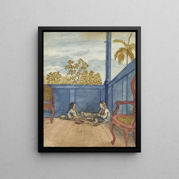 Jan Brandes - Galerij met zoon Jantje en slavinnetje Bietja.webp