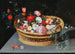 Ein Korb mit Frühlingsblumen auf einem Steintisch - Jan Brueghel der Jüngere — Ansicht des Kunstwerks