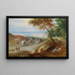 Weitläufige hügelige Landschaft mit Reisenden auf einem Weg und Vieh im Vordergrund - Jan Brueghel der Jüngere — gerahmtes Bild an der Wand