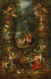 Die Heilige Familie umgeben von einer Fruchtgirlande, getragen von Putti - Jan Brueghel der Jüngere — Ansicht des Kunstwerks