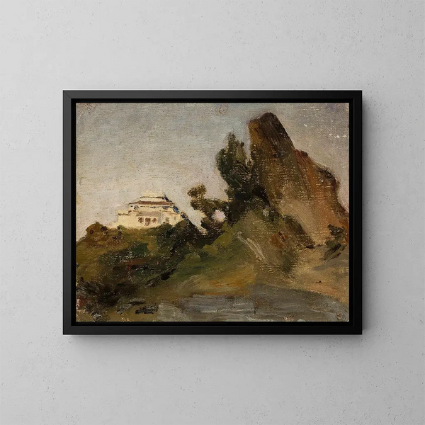 Haus der Maharajas in Abu Road bei Sonnenuntergang - Jan Cybis — gerahmtes Bild an der Wand