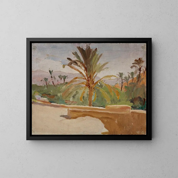 Oasis de Biskra avec des palmiers - Jan Cybis — gerahmtes Bild an der Wand