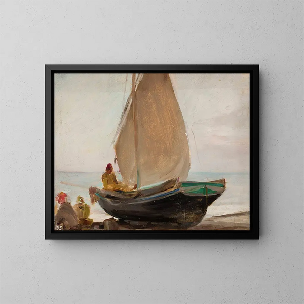 Boot in Aloupka, von der Reise nach Krim - Jan Cybis — gerahmtes Bild an der Wand