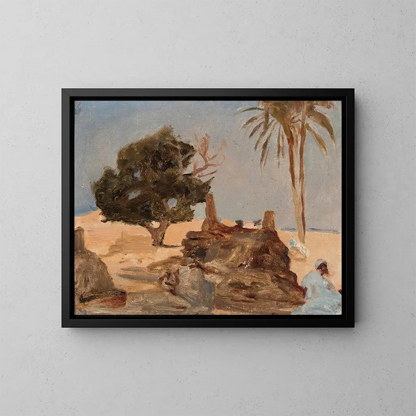 Friedhof bei den Pyramiden während der Reise nach Ägypten - Jan Cybis — gerahmtes Bild an der Wand