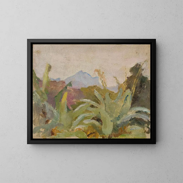 Landschaft des Adamspitzes in Ceylan, Ausschnitt aus der Reise nach Indien - Jan Cybis — gerahmtes Bild an der Wand